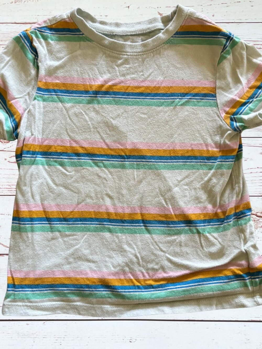 Old Navy 5T Orange and Blue Striped T-Shirt